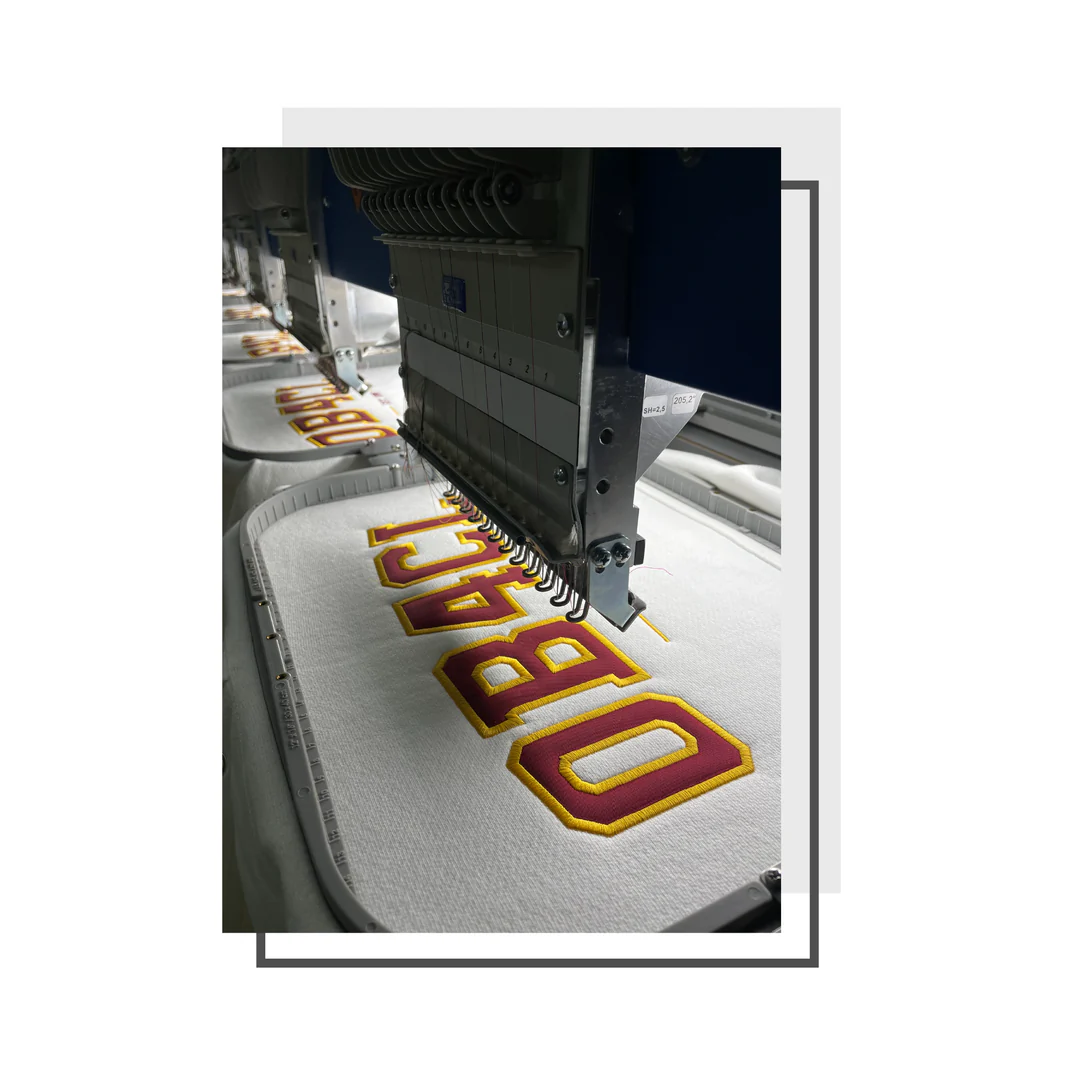 Custom apparel made in-house at PL Apparel Studio, Cambridge, Ontario